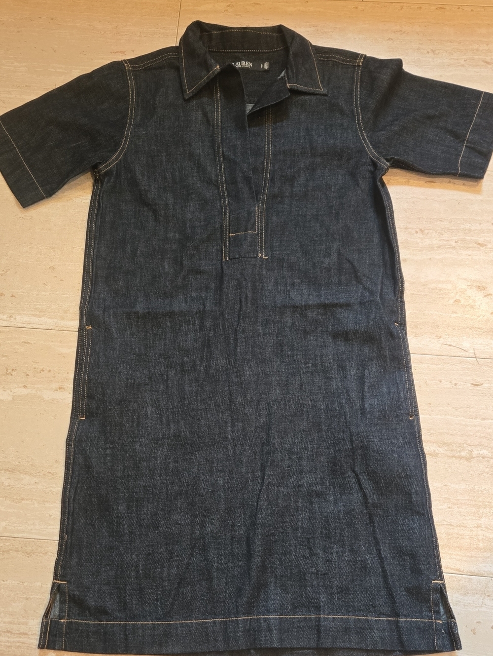 LAUREN Ralph Lauren Black Denim Collared Midi Dress